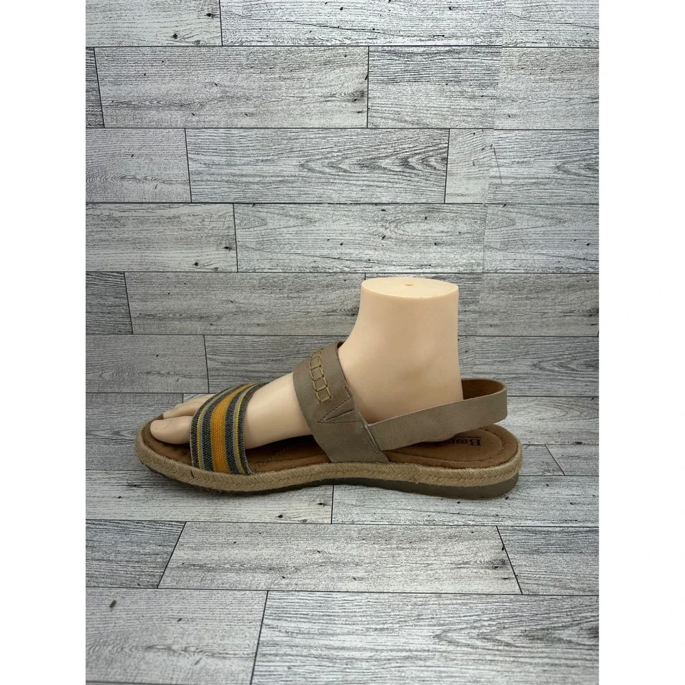 Born Handcrafted Leather Woven Striped Slingback Espadrille Sandals Tan Women 11